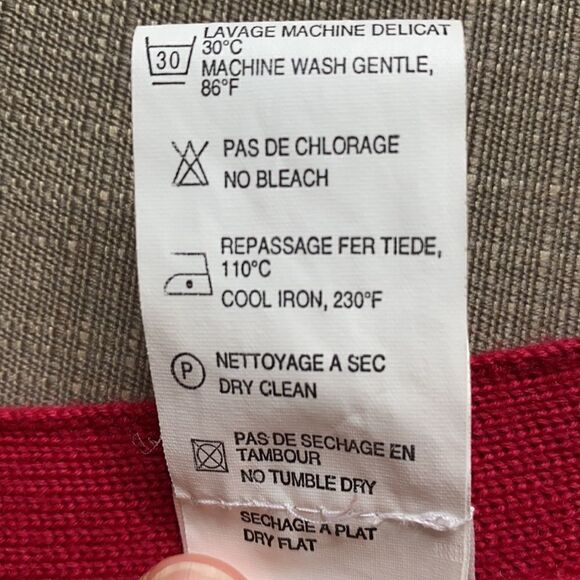 Kasha de Rodier France Wool Blend Red Long Cardigan V-neck Pockets Oversized S - Picture 12 of 12